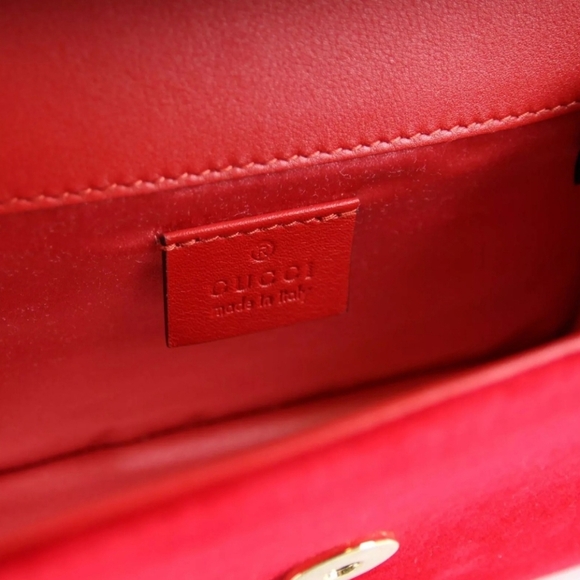 GUCCI Broadway Red Velvet and Leather Crystal Bag, New - Picture 9 of 10